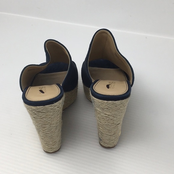 Michael Kors Blue Hastings Suede Wedge Sandals - Picture 3 of 8